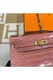Mini Kelly Pochette Ailigéadar Lonracha 1Q Creamy Bándearg Óir Crua-earraí Ghw 22cm Hiomlán Lámhdhéanta