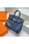 Birkin Lonracha Crogall Porosus N7 Dorcha Gorm Silver Crua-earraí Phw 25cm Hiomlán Lámhdhéanta
