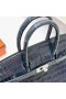 Birkin Lonracha Crogall Porosus N7 Dorcha Gorm Silver Crua-earraí Phw 25cm Hiomlán Lámhdhéanta