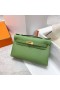 Mini Kelly Pochette Epsom i3 Avocado glas Crua-earraí Óir Ghw 22cm Hiomlán Lámhdhéanta