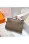 Mini Kelly Pochette Epsom Ck18 Etoupe Grey Ãir Crua-earraà Ghw 22cm Hiomlán Lámhdhéanta