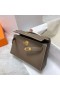 Mini Kelly Pochette Swift Ck18 Etoupe Grey Óir Crua-earraí Ghw 22cm Hiomlán Lámhdhéanta