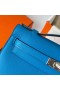 Mini Kelly Pochette Swift B3 Scilling gorm Silver Crua-earraà Phw 22cm Hiomlán Lámhdhéanta
