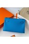 Mini Kelly Pochette Swift B3 Scilling gorm Silver Crua-earraí Phw 22cm Hiomlán Lámhdhéanta