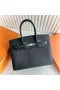 Birkin Sellier Epsom Ck89 Dubh Silver Crua-earraí 30cm Hiomlán Lámhdhéanta Phw