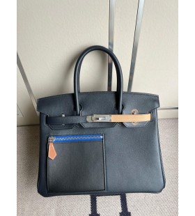 Birkin Swift indigo Gorm Silver Crua-earraà 30cm Hiomlán Lámhdhéanta