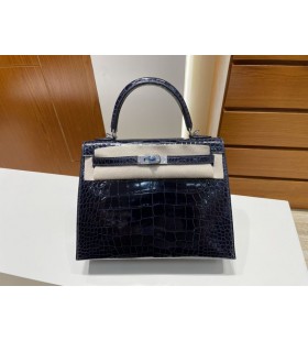 Kelly Ailigéadar lonracha Gorm indigo Silver Crua-earraà PHW 25cm Hiomlán Lámhdhéanta