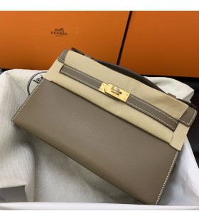 Mini kelly pochette Swift ck18 Etoupe Crua-earraà Ãir GHW 22cm Hiomlán Lámhdhéanta