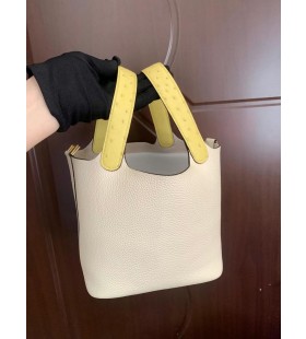 Picotin Dteagmháil Clemence & Ostrich i2 Creamy-bán agus buà Ãir Crua-earraà 18cm Hiomlán Lámhdhéanta