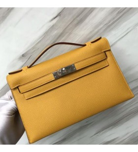 Mini Kelly Pochette Epsom 9D Ã“mra buÃ­ Silver Crua-earraÃ­ 22cm HiomlÃ¡n LÃ¡mhdhÃ©anta