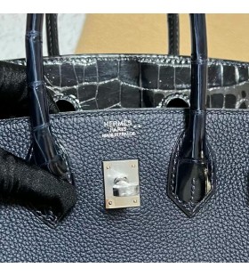 Birkin Dteagmháil Tóga & Lonracha crogall Deep blue Silver Crua-earraí 25cm Hiomlán Lámhdhéanta