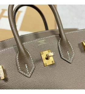 Birkin Epsom Ck18 Etoupe Grey Óir Crua-earraí 25cm Hiomlán Lámhdhéanta