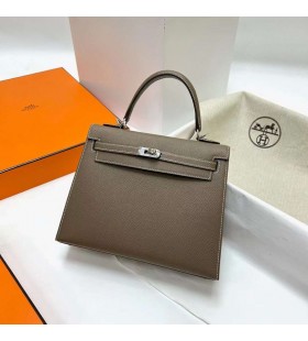 Kelly Epsom Ck18 Etoupe Grey Silver Crua-earraà Phw 25cm Hiomlán Lámhdhéanta