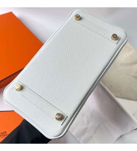 Birkin Clemence TC 01 Íon Bán & Ck80 Pearl liath Silver Crua-earraí Phw 25cm Hiomlán Lámhdhéanta