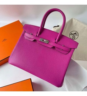 Birkin Chevre L3 Ardaigh Corcra Silver Crua-earraÃ­ Phw 30cm HiomlÃ¡n LÃ¡mhdhÃ©anta