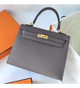 Kelly Epsom Ck71 Geal Gorm Silver Crua-earraà 25cm Phw Hiomlán Lámhdhéanta