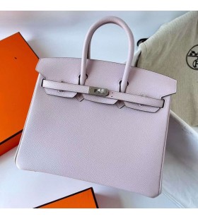 Birkin Epsom 09 Solas Corcra Pink Silver Crua-earraà 25cm Phw Hiomlán Lámhdhéanta