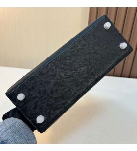 Kelly Epsom Ck89 Dubh Silver Crua-earraí 25cm Hiomlán Lámhdhéanta Phw