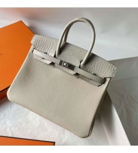 Birkin Dteagmháil Tóga & Neamhlonrach Ailigéadar 8L Oighear Bán Silver Crua-earraà 25cm Hiomlán Lámhdhéanta Phw