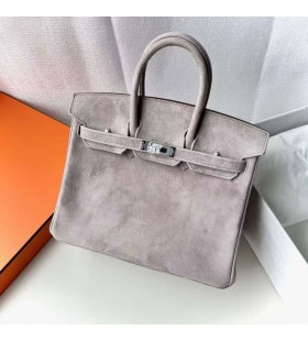 Birkin Suede M8 Dusky pink Silver Crua-earraà 25cm Hiomlán Lámhdhéanta Phw