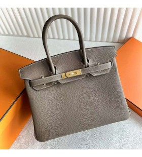 Birkin Tóga Ck18 Etoupe Gray Crua-earraà Ãir 30cm Hiomlán Lámhdhéanta Ghw