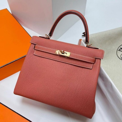 Kelly Togo 4E foglia di Acero rosso, Oro Rosa Hardware Rghw 25cm Pieno fatto a Mano