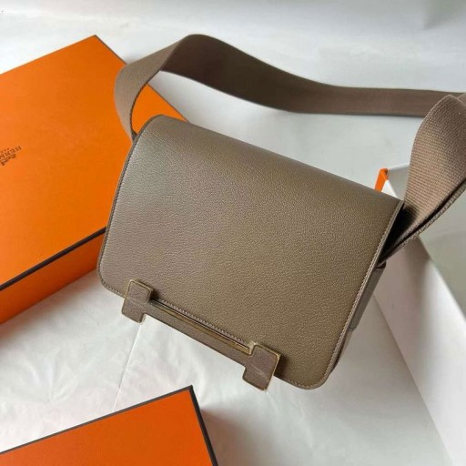 Geta Chever Ck18 Etoupe Grigio Hardware Oro 20cm Pieno fatto a Mano Ghw