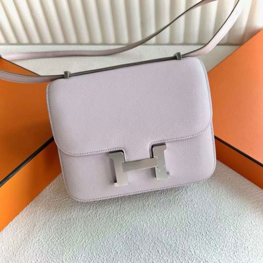 Costanza Chevre 09 Luce Rosa Porpora Argento Hardware 18cm Pieno fatto a Mano Phw