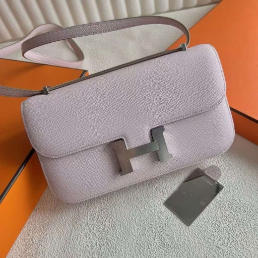 Borse Constance elan Epsom 09 Luce Rosa Porpora Argento Hardware 23cm Pieno fatto a Mano Phw