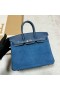 Birkin Grizzly camoscio & Swift O8 Royal blue Silver Hardware 25cm Pieno fatto a Mano