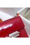 Verrou Alligatore coccodrillo Ck95 Ferrari rosso Argento Hardware Phw 17.5 cm Completo fatto a Mano