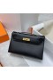 Mini Kelly Pochette Epsom Ck89 Nera Hardware Oro Ghw 22cm Pieno fatto a Mano