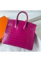 Birkin alligatore coccodrillo J5 Profondo Rosa, Porpora, Oro Hardware 25cm Pieno fatto a Mano Ghw