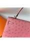 Borse Kelly Struzzo 5P colore rosa Ciliegia d'Oro Hardware 25cm Pieno fatto a Mano Ghw