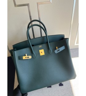Birkin swift 6O Cipresso verde Hardware Oro GHW 35cm Pieno fatto a Mano