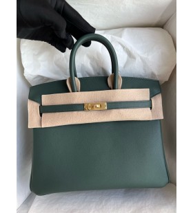 Birkin Swift 6O vert cipresso Hardware Oro GHW 25cm Pieno fatto a Mano