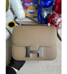 Costanza Epsom Ck18 Etoupe Grigio Argento Hardware 24cm Pieno fatto a Mano