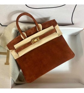 Birkin in pelle Scamosciata Teddy colore Oro Hardware GHW 25cm Pieno fatto a Mano