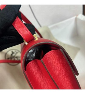 Constance elan Epsom Q5 rosso Brillante Hardware Oro Ghw 26cm Pieno fatto a Mano