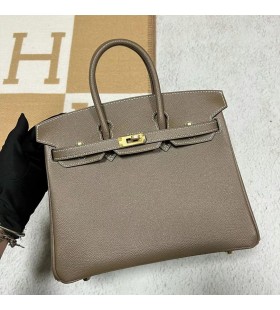 Birkin Epsom Ck18 Etoupe Grigio Hardware Oro 25cm Pieno fatto a Mano