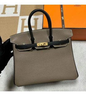 Birkin Swift Ck18 Etoupe & Ck89 Nera Hardware Oro 25cm Mghw Pieno fatto a Mano