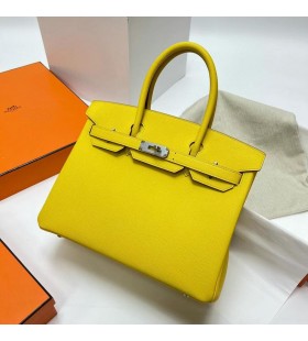 Birkin Epsom 9O giallo di Napoli l'Hardware in Argento Phw 30cm Pieno fatto a Mano