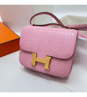 Costanza opaco alligatore coccodrillo 3Q Oro Rosa Hardware Ghw 18cm Pieno fatto a Mano