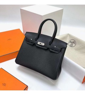 Birkin Togo Ck89 Nero Argento Hardware Phw 30cm Pieno fatto a Mano