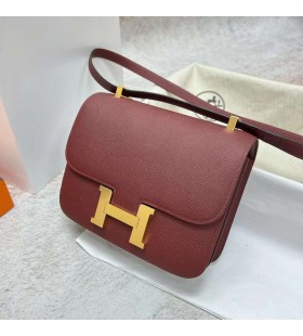 Costanza Epsom Ck55 Bordeaux, rosso, Oro Hardware Ghw 24cm Pieno fatto a Mano