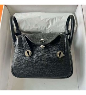 Mini Lindy Clemence Ck89 Nero Argento Hardware 19cm Pieno fatto a Mano Phw