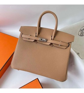 Birkin Togo 0M Tè Khaki Argento Hardware 25cm Pieno fatto a Mano Phw