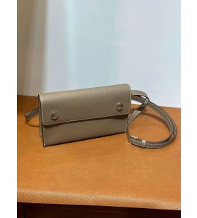 Hermesnap Portafoglio di Epsom Ck18 Etoupe Grigio Argento Hardware 18cm Pieno fatto a Mano Phw