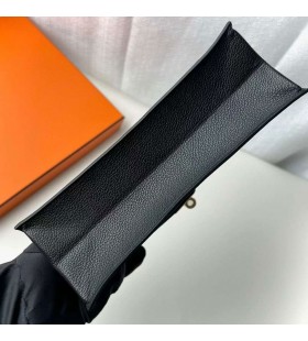 Borse Kelly danse Evercolor Ck89 Nera Hardware Oro 22cm Pieno fatto a Mano Ghw