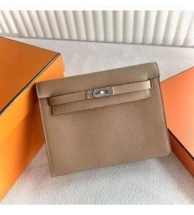 Kelly danse Evercolor 0M T&Atilde;&uml; Khaki Argento Hardware 22cm Pieno fatto a Mano Phw